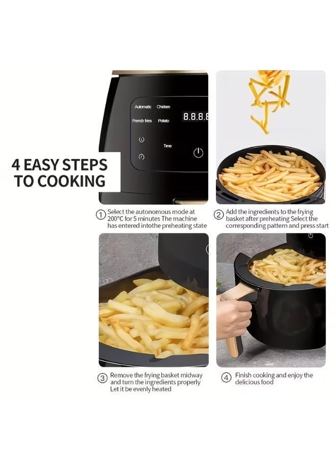 6L Digital Multi-Functional Air Fryer Pot - 1500W Oil-Free Healthy Cooker with Sensor Touch Control Panel, LED Display & 360° Hot Air Circulation, Non-Stick Basket for Baking, Roasting & Grilling (Black) - Image 3